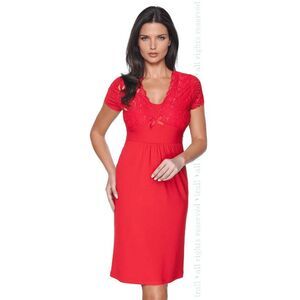 Irall LaceDetailed Nightgown Sleepwear Dress Women Red Nightwear